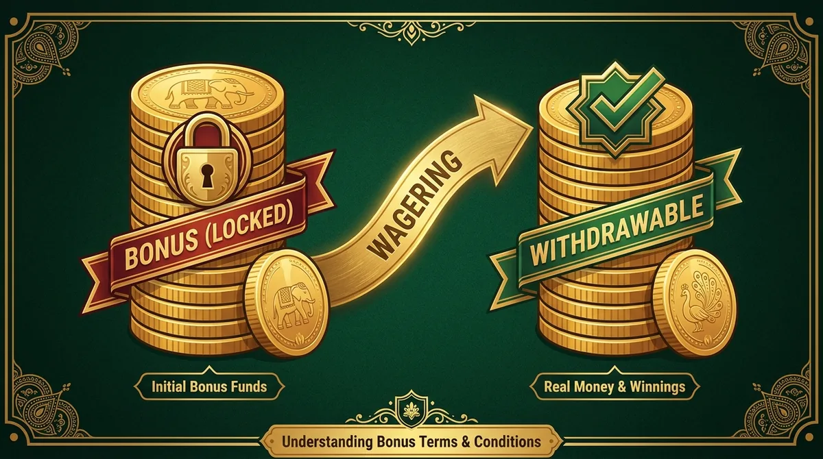 Infographic illustrating bonus wagering requirements and unlocked balance
